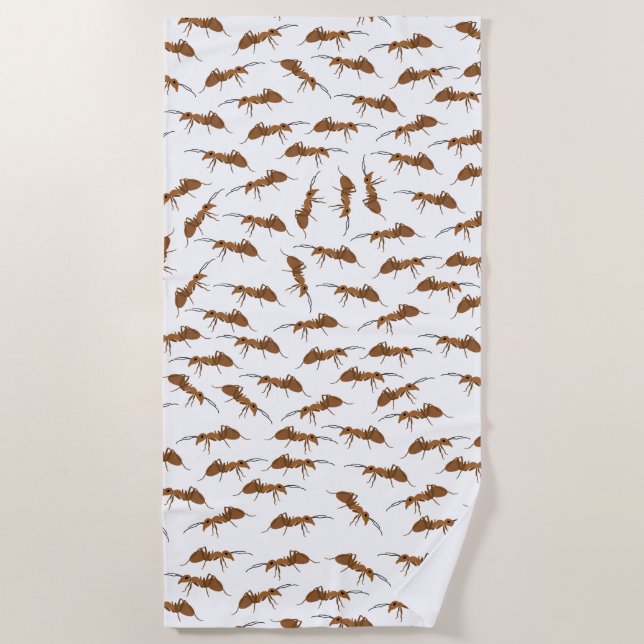 Cute Ants Pattern Beach Towel (Front)