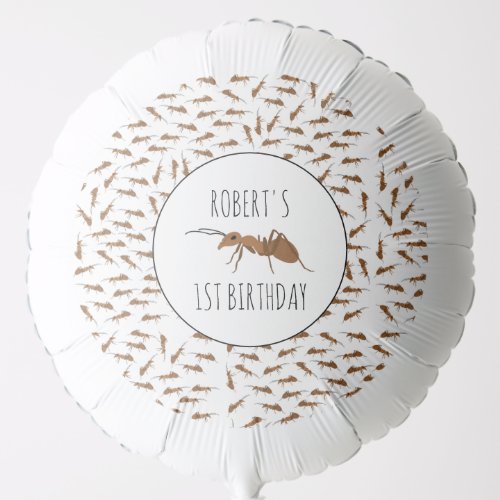 Cute Ants Pattern Custom Name Kids Birthday Party Balloon