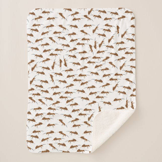 Cute Ants Pattern Sherpa Blanket (Front)