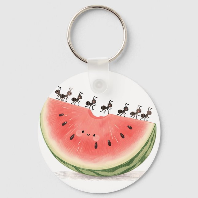 Cute Ants Watermelon Slice Keychain (Front)