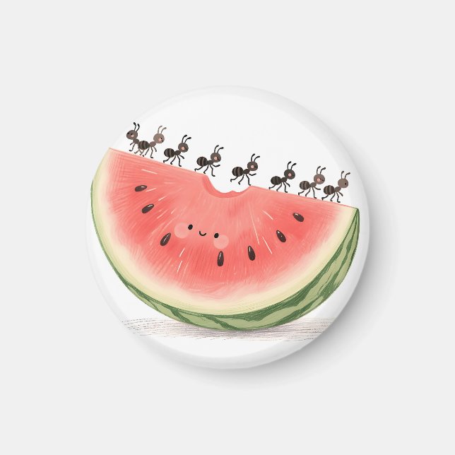 Cute Ants Watermelon Slice Magnet (Front)