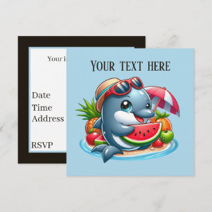 Cute any purpose beach party dolphin invitation