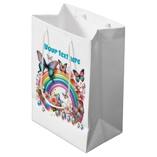 Cute any purpose butterfly party customizable medium gift bag (Front Angled)