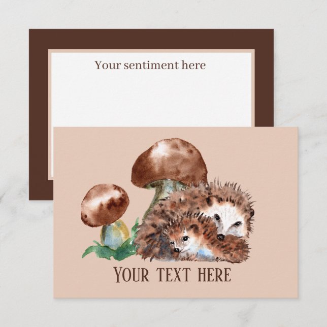 cute any purpose hedgehog add sentiment thank you card (Front/Back)