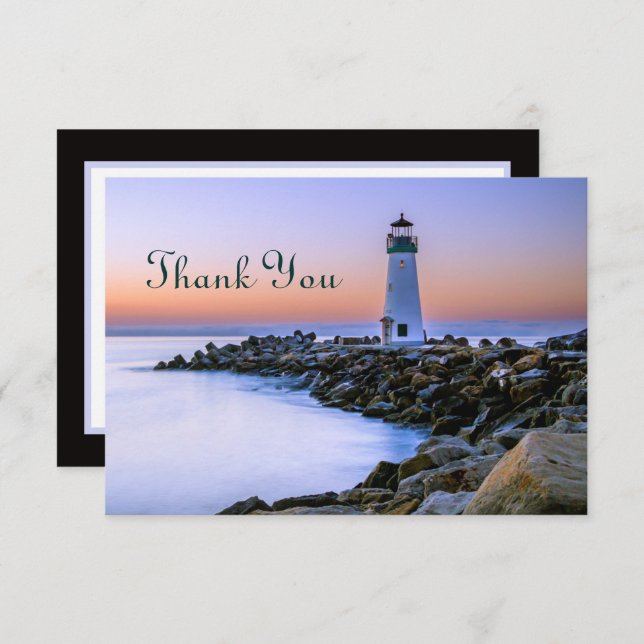 cute any purpose lighthouse  thank you card (Front/Back)