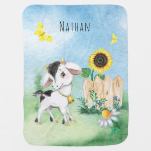 ** Cute AP17 Farm Animal Baby Goat Sunflower Cute Baby Blanket