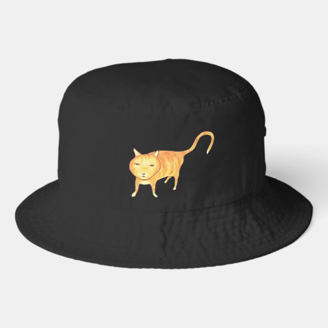 Cute Apathetic Orange Cat Bucket Hat (Front)