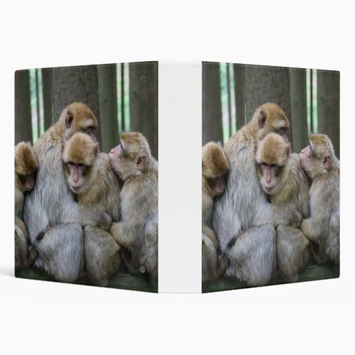 Cute Ape Family Group Hug Photograph 3 Ring Binder