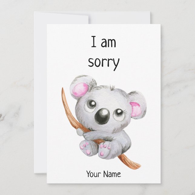 Cute apology/I am sorry/Forgive me coala name card (Front)