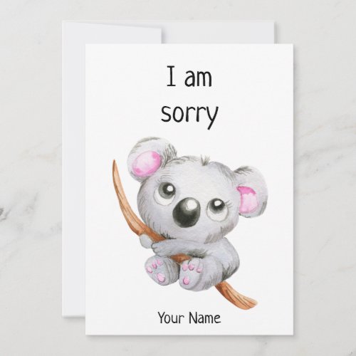 Cute apologyI am sorryForgive me coala name card