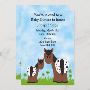 Cute Appaloosa Mare and Foal Horse Baby Shower Invitation