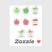 Cute Apple Chevron Stripes Teacher Stickers