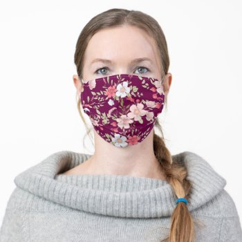 Cute Apple Blossoms And Berries Spring Floral Adult Cloth Face Mask by SueshineStudio at Zazzle