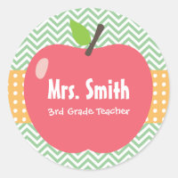 Cute Apple Chevron Stripes Teacher Stickers