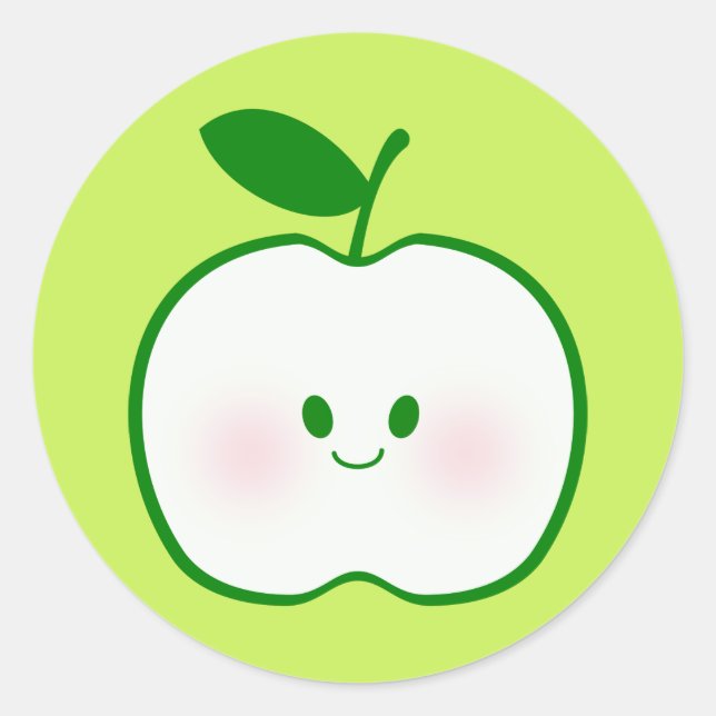 Cute Apple Classic Round Sticker (Front)
