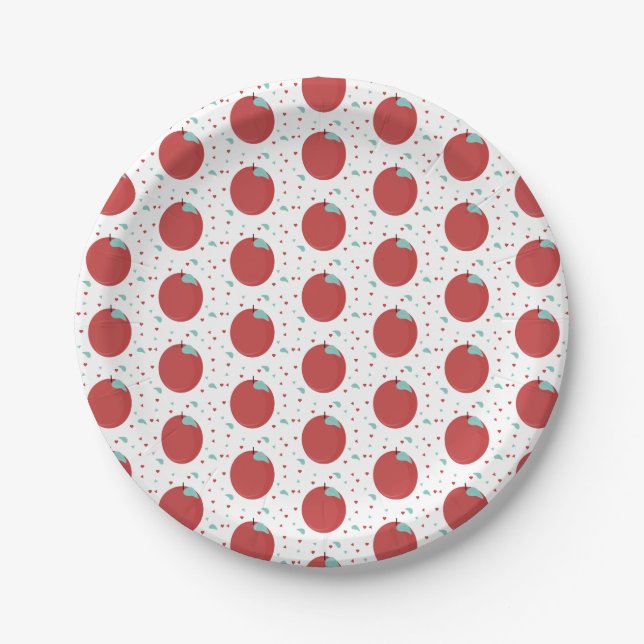 Cute Apple Confetti Birthday Party Paper Plates (Front)