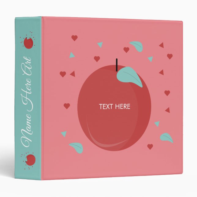 Cute Apple Confetti Teacher Pattern 3 Ring Binder (Front/Spine)