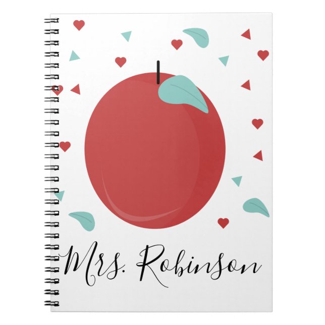Cute Apple Confetti Teachers Name Notebook (Front)