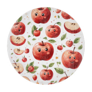 Cute Apple Faces Cutting Board