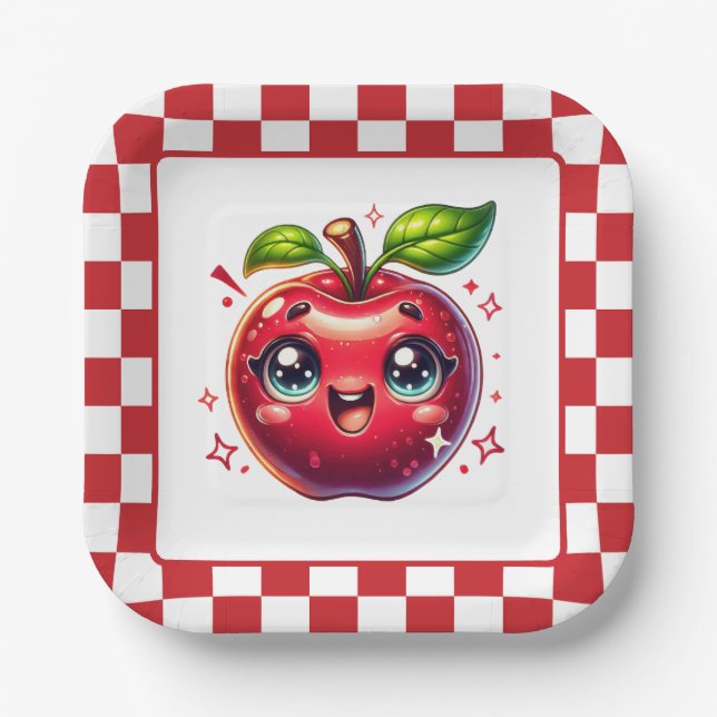 Cute apple festival party paper plates (Front)