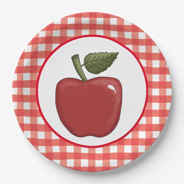 Cute apple fruit party paper plates (Front)