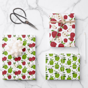 cute apple fruit tiled pattern wrapping paper she