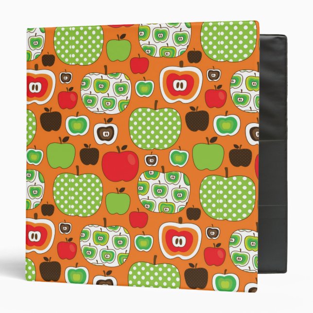 Cute apple illustration pattern 3 ring binder (Front/Inside)