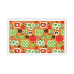 Cute apple illustration pattern acrylic tray