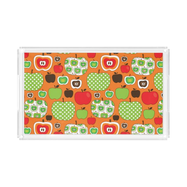 Cute apple illustration pattern acrylic tray (Front)