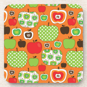 Cute apple illustration pattern beverage coaster