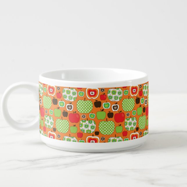 Cute apple illustration pattern bowl (Right)