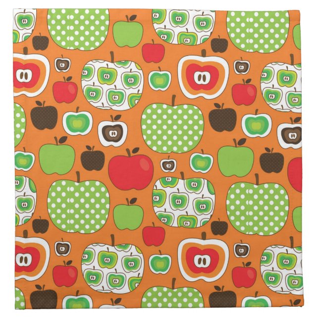 Cute apple illustration pattern cloth napkin (Front)