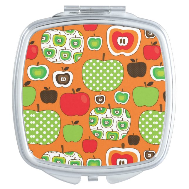 Cute apple illustration pattern compact mirror (Front)