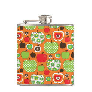 Cute apple illustration pattern flask