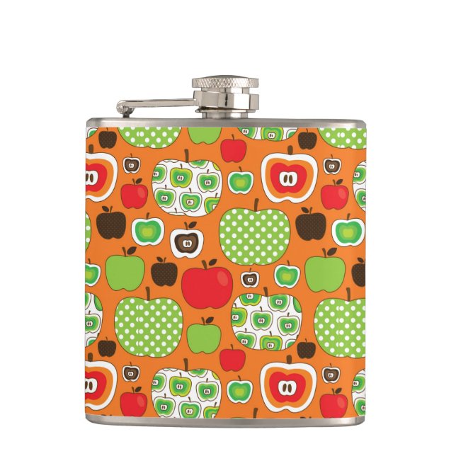 Cute apple illustration pattern flask (Front)