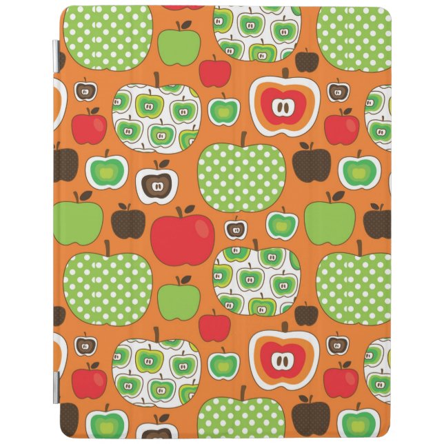 Cute apple illustration pattern iPad smart cover (Front)