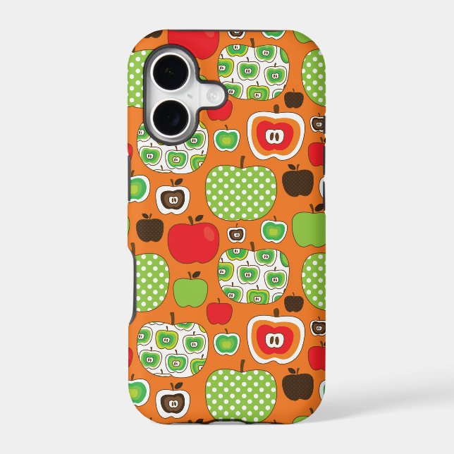 Cute apple illustration pattern iphone case (Back)