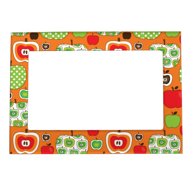 Cute apple illustration pattern magnetic frame (Front)