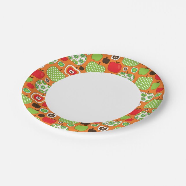 Cute apple illustration pattern paper plates (Angled)