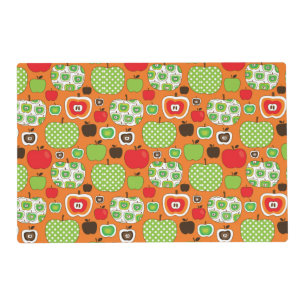 Cute apple illustration pattern placemat