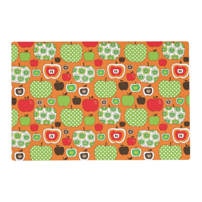 Cute apple illustration pattern placemat (Front)