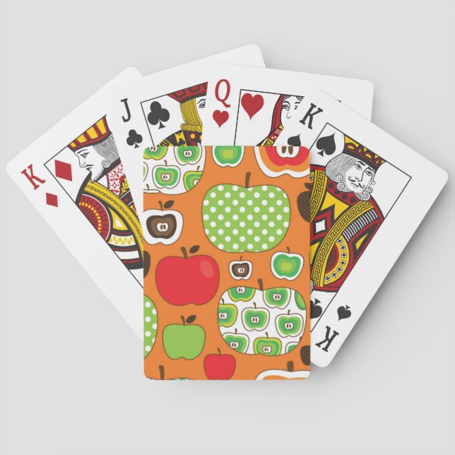 Cute apple illustration pattern poker cards (Back)
