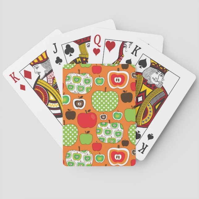 Cute apple illustration pattern poker cards (Back)