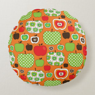 Cute apple illustration pattern round pillow