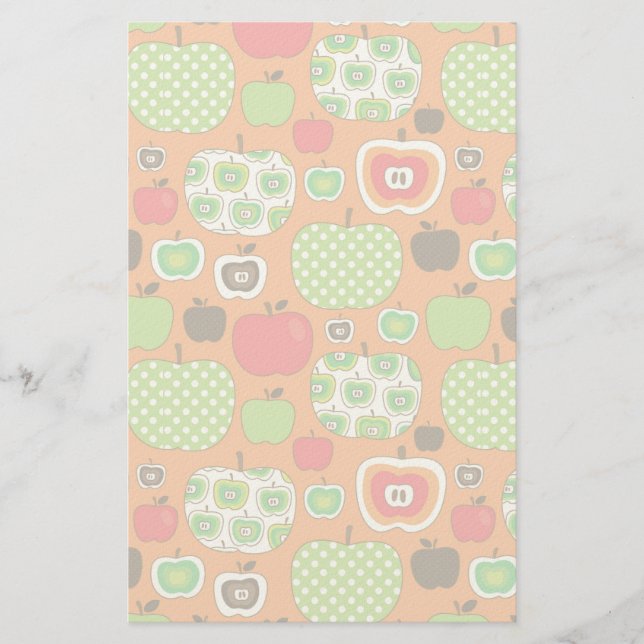 Cute apple illustration pattern stationery (Front)