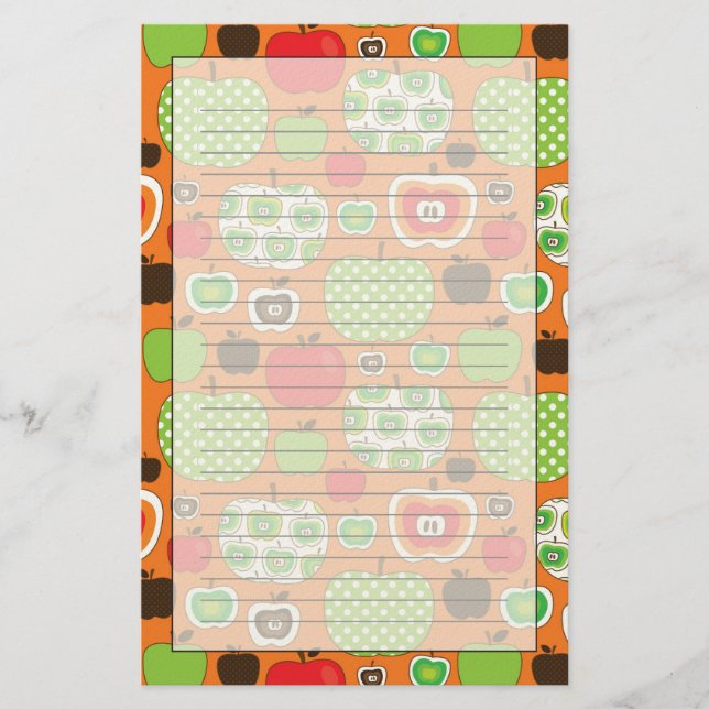 Cute apple illustration pattern stationery (Front)