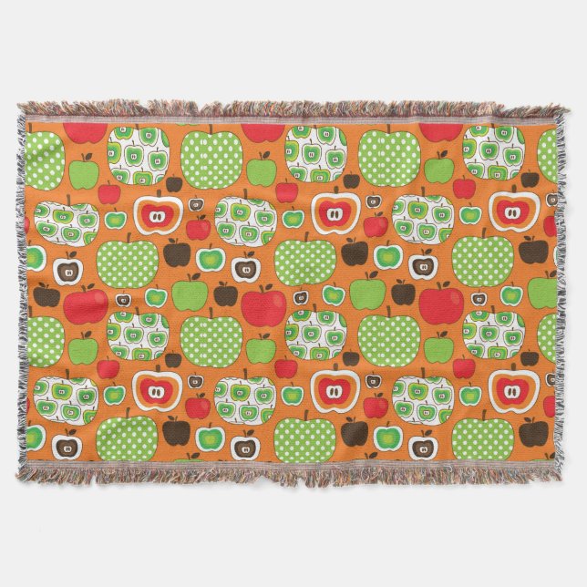 Cute apple illustration pattern throw blanket (Front)