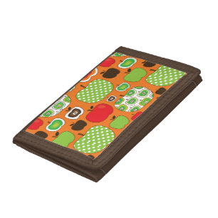 Cute apple illustration pattern tri-fold wallet