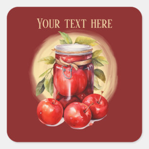 Cute apple jam jelly add text square sticker