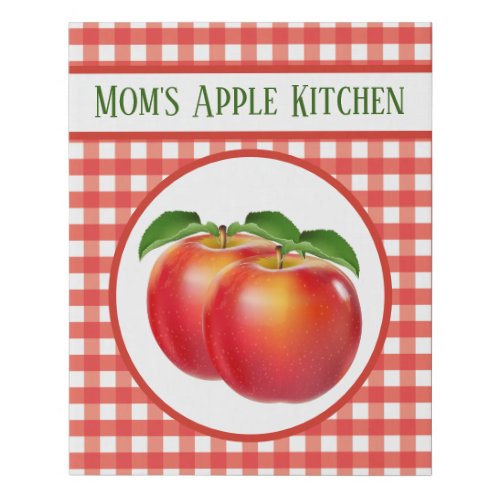 Cute apple kitchen decor faux canvas print